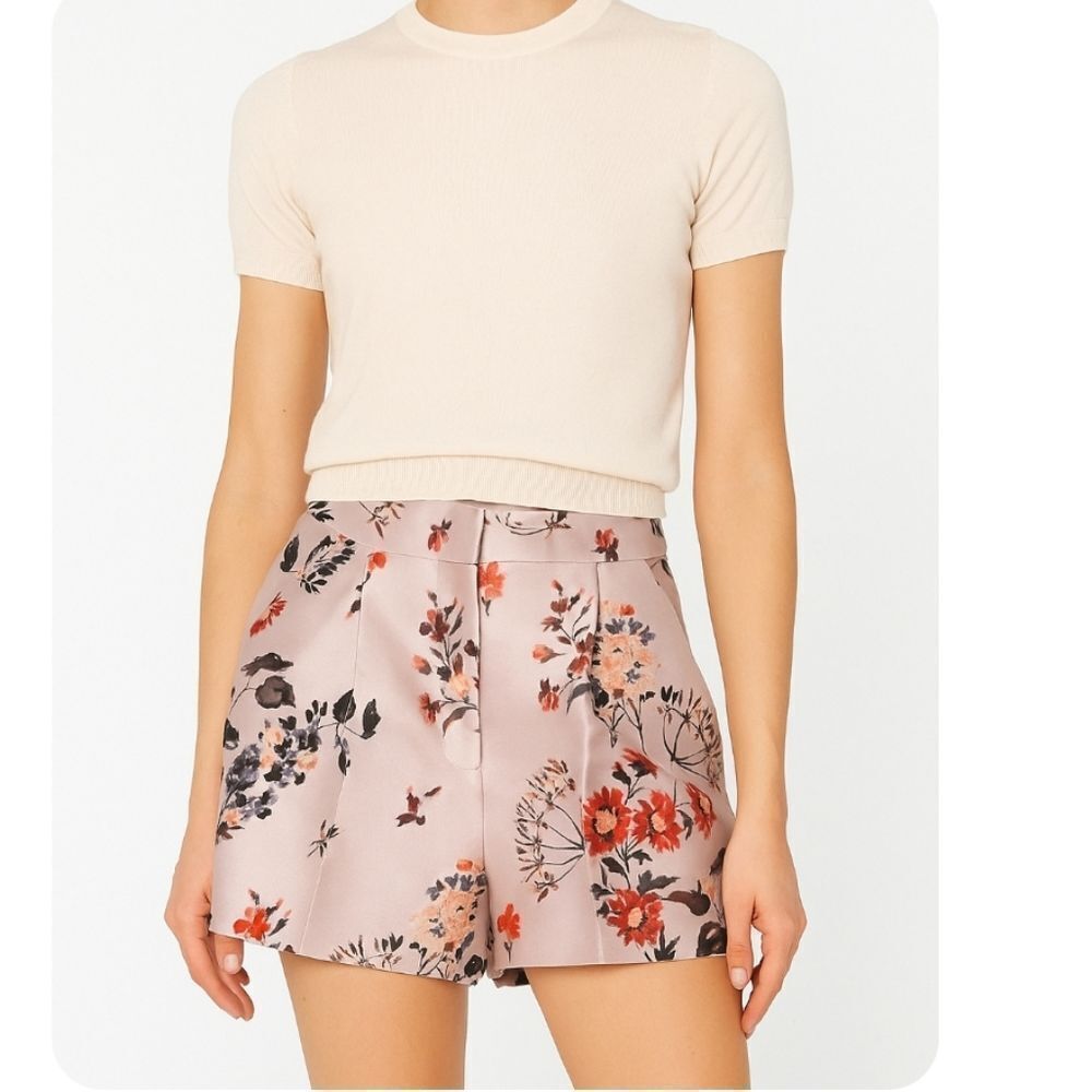 Stella McCartney Warwick Pink Floral Silk Blend Jacquard Shorts - Size 2 (EU36)